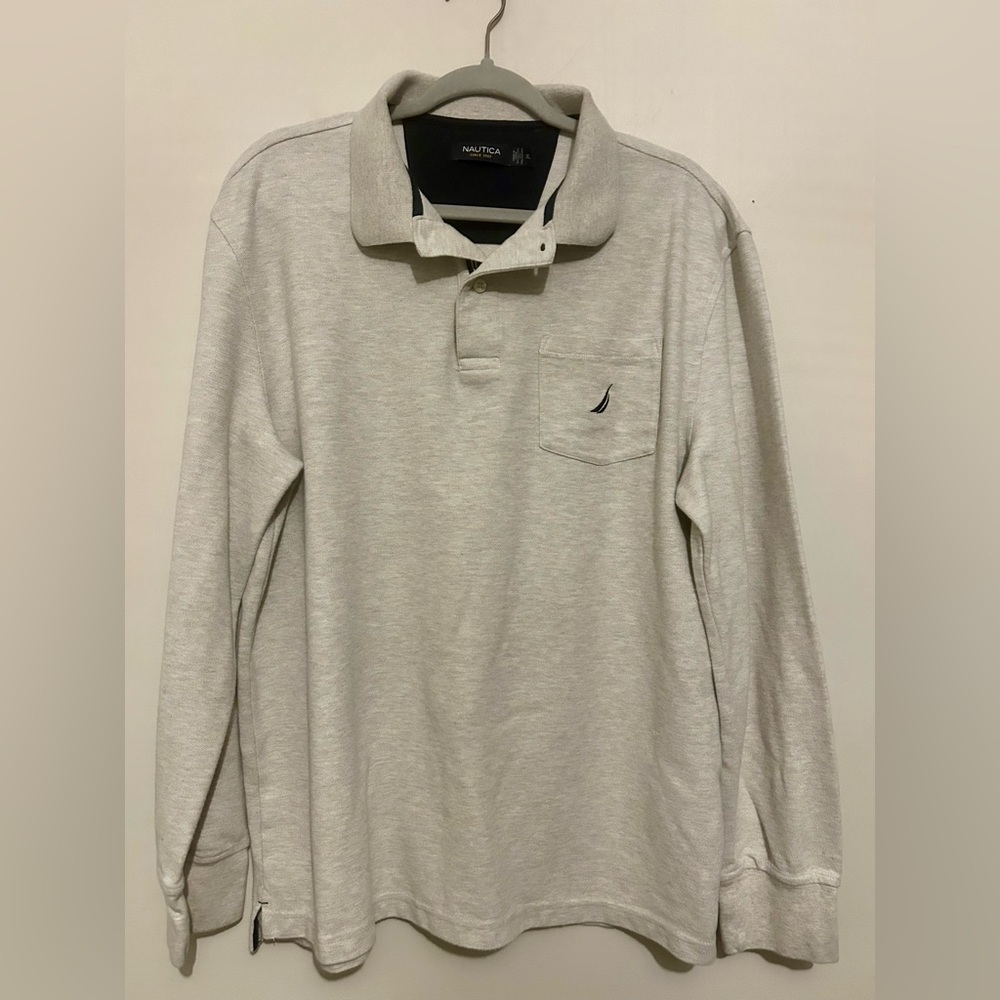 Men’s Nautica Long Sleeve Cotton Blend Polo Shirt Sz XL X-Large